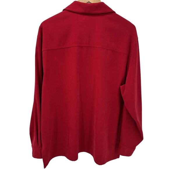 Vintage Talbots Blouse Womens Large Stretch Red Button Up Shacket Classic - Picture 5 of 8